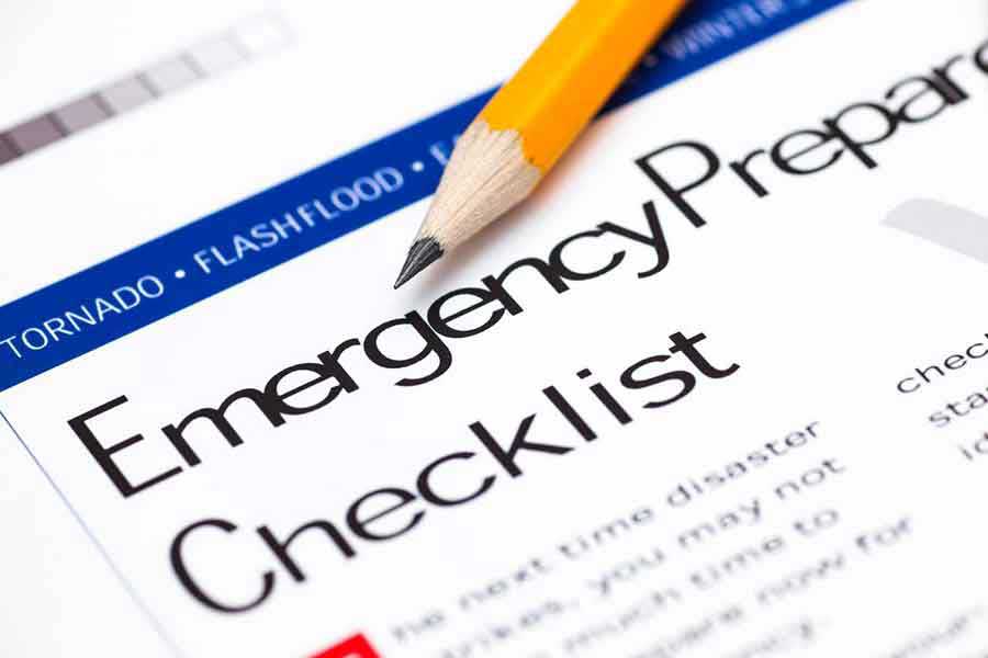 emergency check list